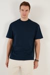 Pamuklu Relaxed Fit Sıfır Yaka Erkek T Shirt 5905446 İNDİGO