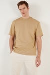 Pamuklu Relaxed Fit Sıfır Yaka Erkek T Shirt 5902702 CAMEL