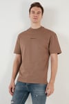 Pamuklu Relaxed Fit Sıfır Yaka Erkek T Shirt 5902702 TOPRAK