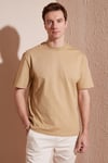 Pamuklu Relaxed Fit Sıfır Yaka Erkek T Shirt 5902702 CAMEL