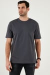 Pamuklu Relaxed Fit Sıfır Yaka Erkek T Shirt 5905446 KOYU ANTRASİT