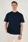 Pamuklu Relaxed Fit Sıfır Yaka Erkek T Shirt 5905446 İNDİGO