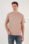 Pamuklu Relaxed Fit Sıfır Yaka Erkek T Shirt 5905446 KUM
