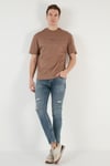 Pamuklu Relaxed Fit Sıfır Yaka Erkek T Shirt 5902702 TOPRAK