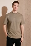 Pamuklu Relaxed Fit Sıfır Yaka Erkek T Shirt 5902702 Vizon Yeşili