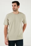 Pamuklu Relaxed Fit Sıfır Yaka Erkek T Shirt 5905446 Açık Taş