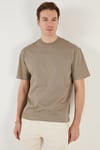 Pamuklu Relaxed Fit Sıfır Yaka Erkek T Shirt 5905446 VİZON