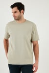 Pamuklu Relaxed Fit Sıfır Yaka Erkek T Shirt 5905446 Açık Taş