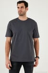 Pamuklu Relaxed Fit Sıfır Yaka Erkek T Shirt 5905446 KOYU ANTRASİT