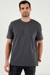 Pamuklu Relaxed Fit Sıfır Yaka Erkek T Shirt 5905446 KOYU ANTRASİT