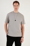 Pamuklu Relaxed Fit Sıfır Yaka Erkek T Shirt 5905446 GRİ
