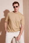 Pamuklu Relaxed Fit Sıfır Yaka Erkek T Shirt 5902702 CAMEL