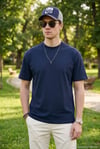 Pamuklu Relaxed Fit Sıfır Yaka Erkek T Shirt 5905446 İNDİGO