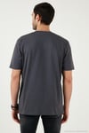 Pamuklu Relaxed Fit Sıfır Yaka Erkek T Shirt 5905446 KOYU ANTRASİT
