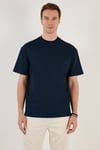 Pamuklu Relaxed Fit Sıfır Yaka Erkek T Shirt 5905446 İNDİGO