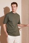 Pamuklu Relaxed Fit Sıfır Yaka Erkek T Shirt 5902702 HAKİ