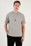 Pamuklu Relaxed Fit Sıfır Yaka Erkek T Shirt 5905446 GRİ