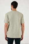 Pamuklu Relaxed Fit Sıfır Yaka Erkek T Shirt 5905446 Açık Taş