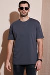 Pamuklu Relaxed Fit Sıfır Yaka Erkek T Shirt 5905446 KOYU ANTRASİT