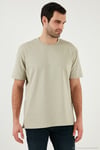 Pamuklu Relaxed Fit Sıfır Yaka Erkek T Shirt 5905446 Açık Taş