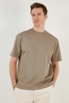 Pamuklu Relaxed Fit Sıfır Yaka Erkek T Shirt 5905446 VİZON