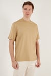 Pamuklu Relaxed Fit Sıfır Yaka Erkek T Shirt 5902702 CAMEL