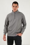Pamuklu Relaxed Fit Yarım Fermuarlı Dik Yaka Erkek Sweat 5901232 AÇIK HAKİ