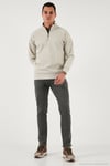 Pamuklu Relaxed Fit Yarım Fermuarlı Dik Yaka Erkek Sweat 5901232 TAŞ