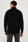 Pamuklu Relaxed Fit Yarım Fermuarlı Dik Yaka Erkek Sweat 5901232 SİYAH