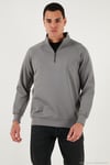 Pamuklu Relaxed Fit Yarım Fermuarlı Dik Yaka Erkek Sweat 5901232 AÇIK HAKİ