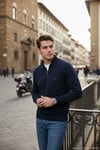 Pamuklu Relaxed Fit Yarım Fermuarlı Dik Yaka Erkek Sweat 5901232 LACİVERT