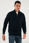 Pamuklu Relaxed Fit Yarım Fermuarlı Dik Yaka Erkek Sweat 5901232 LACİVERT