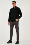 Pamuklu Relaxed Fit Yarım Fermuarlı Dik Yaka Erkek Sweat 5901232 SİYAH