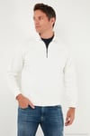 Pamuklu Relaxed Fit Yarım Fermuarlı Dik Yaka Erkek Sweat 5901232 EKRU