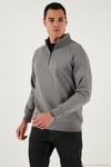 Pamuklu Relaxed Fit Yarım Fermuarlı Dik Yaka Erkek Sweat 5901232 AÇIK HAKİ