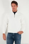 Pamuklu Relaxed Fit Yarım Fermuarlı Dik Yaka Erkek Sweat 5901232 EKRU