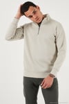 Pamuklu Relaxed Fit Yarım Fermuarlı Dik Yaka Erkek Sweat 5901232 TAŞ
