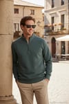 Pamuklu Relaxed Fit Yarım Fermuarlı Dik Yaka Erkek Sweat 5901232 HAKİ