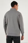 Pamuklu Relaxed Fit Yarım Fermuarlı Dik Yaka Erkek Sweat 5901232 AÇIK HAKİ