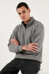 Pamuklu Relaxed Fit Yarım Fermuarlı Dik Yaka Erkek Sweat 5901232 AÇIK HAKİ
