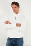 Pamuklu Relaxed Fit Yarım Fermuarlı Dik Yaka Erkek Sweat 5901232 EKRU