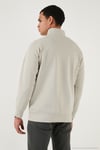 Pamuklu Relaxed Fit Yarım Fermuarlı Dik Yaka Erkek Sweat 5901232 TAŞ