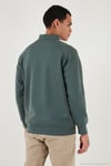 Pamuklu Relaxed Fit Yarım Fermuarlı Dik Yaka Erkek Sweat 5901232 HAKİ