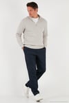 Pamuklu Relaxed Fit Yarım Fermuarlı Sıfır Yaka Örme Erkek Sweat 5901076 TAŞ