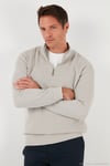 Pamuklu Relaxed Fit Yarım Fermuarlı Sıfır Yaka Örme Erkek Sweat 5901076 TAŞ
