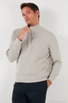 Pamuklu Relaxed Fit Yarım Fermuarlı Sıfır Yaka Örme Erkek Sweat 5901076 TAŞ