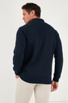 Pamuklu Relaxed Fit Yarım Fermuarlı Sıfır Yaka Örme Erkek Sweat 5901076 LACİVERT