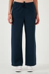 Pamuklu Relaxed Fit Yüksek Bel Bol Paça Kadın Pantolon 668YP5118 LACİVERT