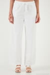 Pamuklu Relaxed Fit Yüksek Bel Bol Paça Kadın Pantolon 668YP5118 BEYAZ