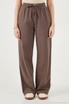 Pamuklu Relaxed Fit Yüksek Bel Bol Paça Kadın Pantolon 668YP5118 KAHVE